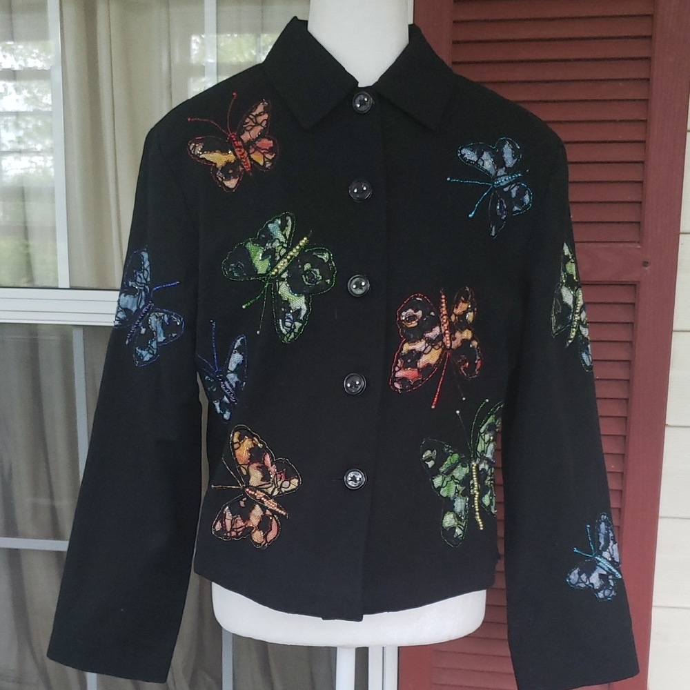 CARINA Butterfly Embroidered And Beaded‎ Women's Jacket